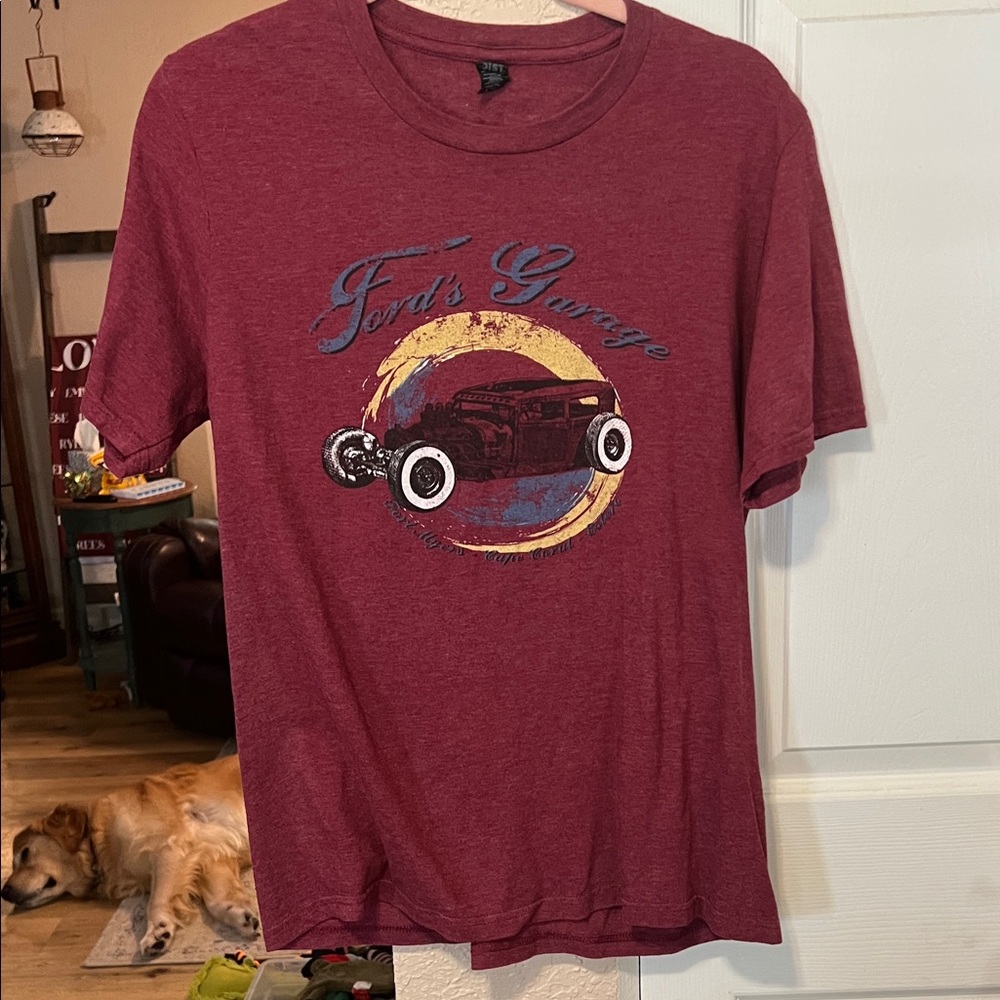 District Men's Maroon Ford's Garage Graphic Tee